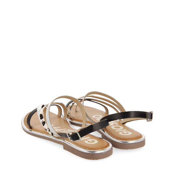 BLACK STRAPS SANDALS WITH COW PRINT FOR WOMAN IOTA