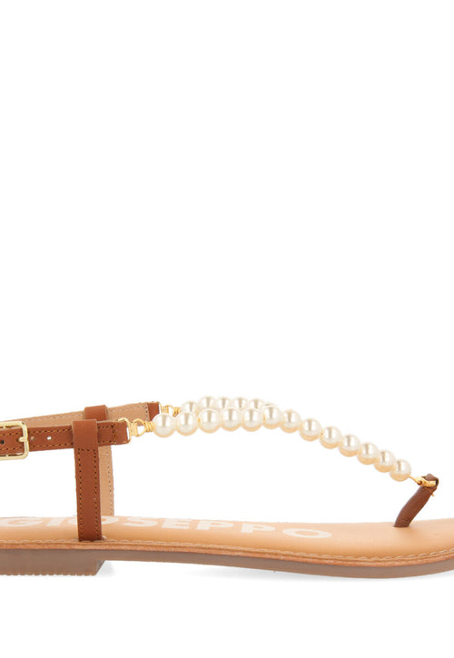 BROWN  SANDALS WITH PEARL DETAILS FOR WOMAN MILDURA
