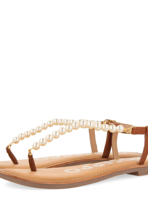 BROWN  SANDALS WITH PEARL DETAILS FOR WOMAN MILDURA