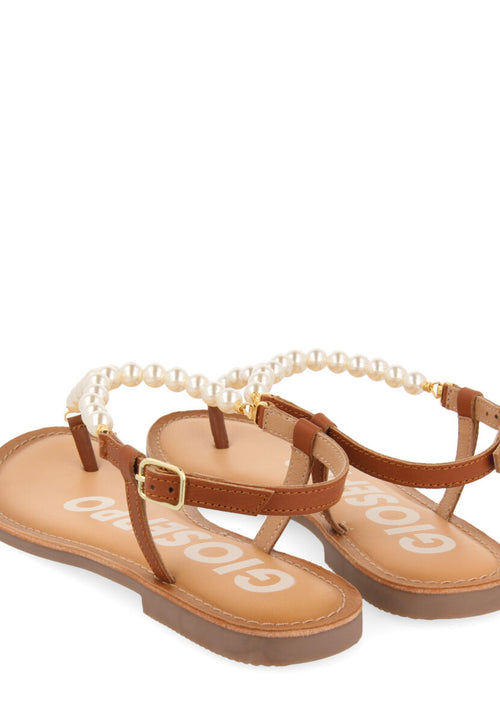 BROWN  SANDALS WITH PEARL DETAILS FOR WOMAN MILDURA