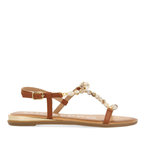BROWN SANDALS DETAILED WITH STONES FOR WOMAN LONDA