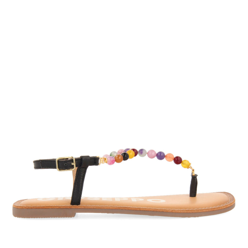 SANDALIAS NEGRAS CON ADORNO DE CRISTALES PARA MUJER IONIA