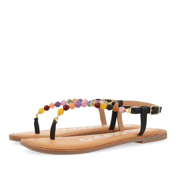 SANDALIAS NEGRAS CON ADORNO DE CRISTALES PARA MUJER IONIA