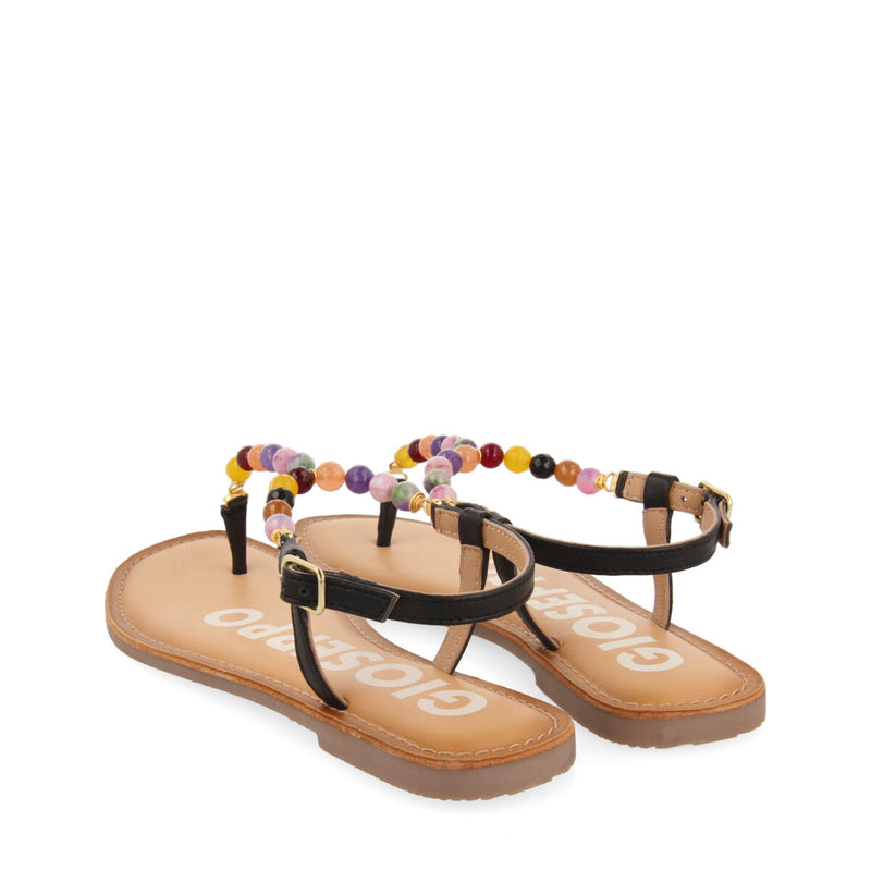 SANDALIAS NEGRAS CON ADORNO DE CRISTALES PARA MUJER IONIA