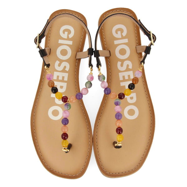 SANDALIAS NEGRAS CON ADORNO DE CRISTALES PARA MUJER IONIA