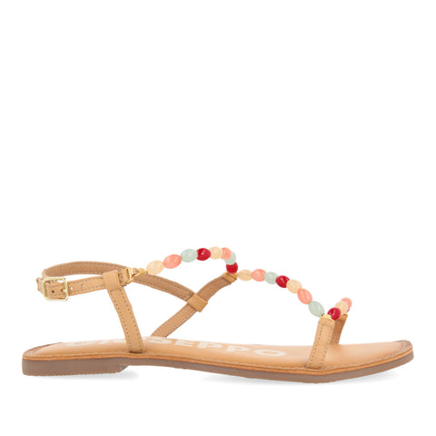NUDE COLOR SANDALS WITH RHINESTONES FOR WOMAN EMPOLI
