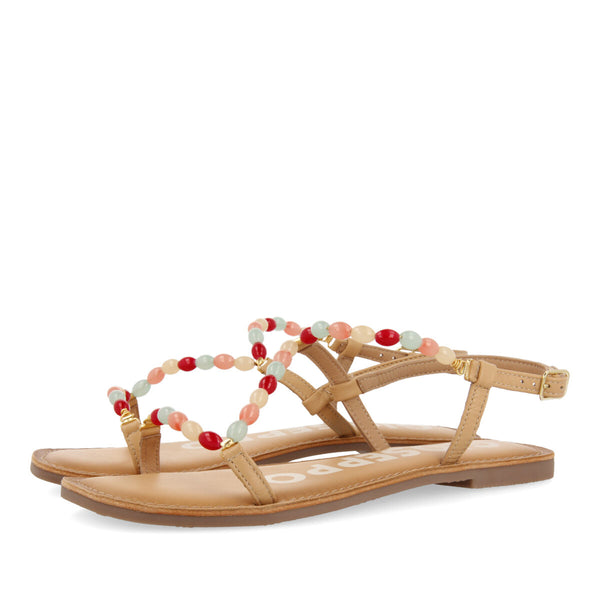 NUDE COLOR SANDALS WITH RHINESTONES FOR WOMAN EMPOLI