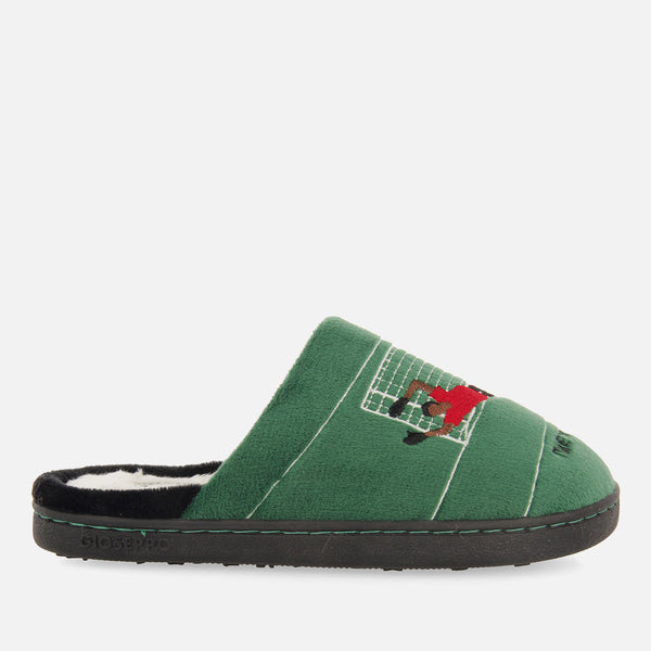 Zapatillas de estar por casa destalonadas verdes con estampado de fútbol para niña y niño tartu