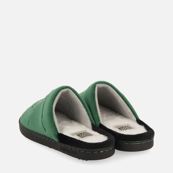 Zapatillas de estar por casa destalonadas verdes con estampado de fútbol para niña y niño tartu
