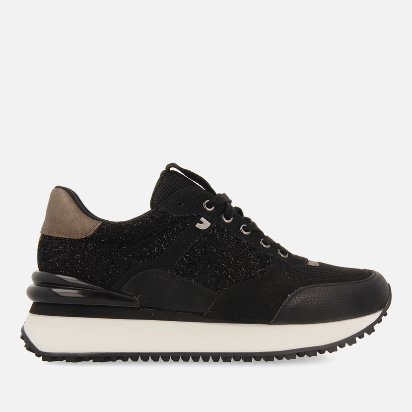 Binsfeld women's black monochrome shiny sneakers