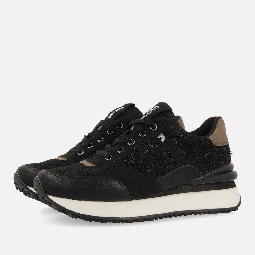 Binsfeld women's black monochrome shiny sneakers