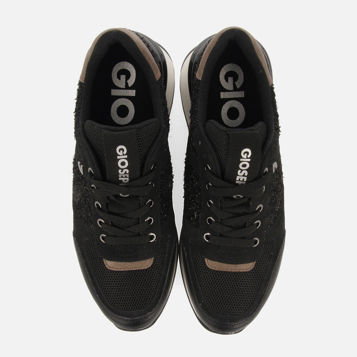 Binsfeld women's black monochrome shiny sneakers