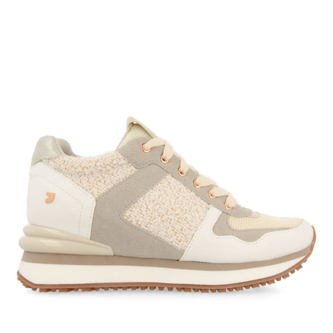LELLIG WOMEN'S OFF-WHITE MONOCHROME SNEAKERS WITH INNER WEDGES