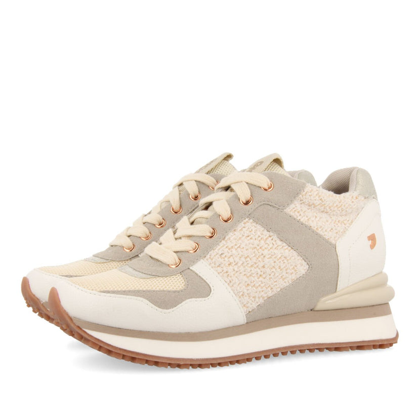 Lellig women's off-white monochrome sneakers with inner wedges