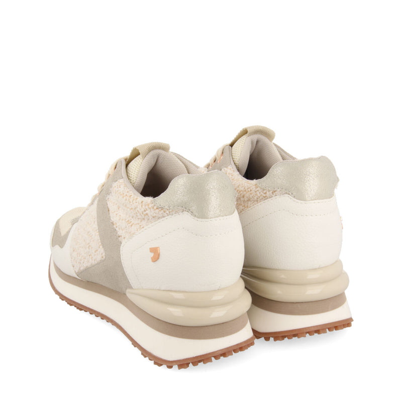 Lellig women's off-white monochrome sneakers with inner wedges