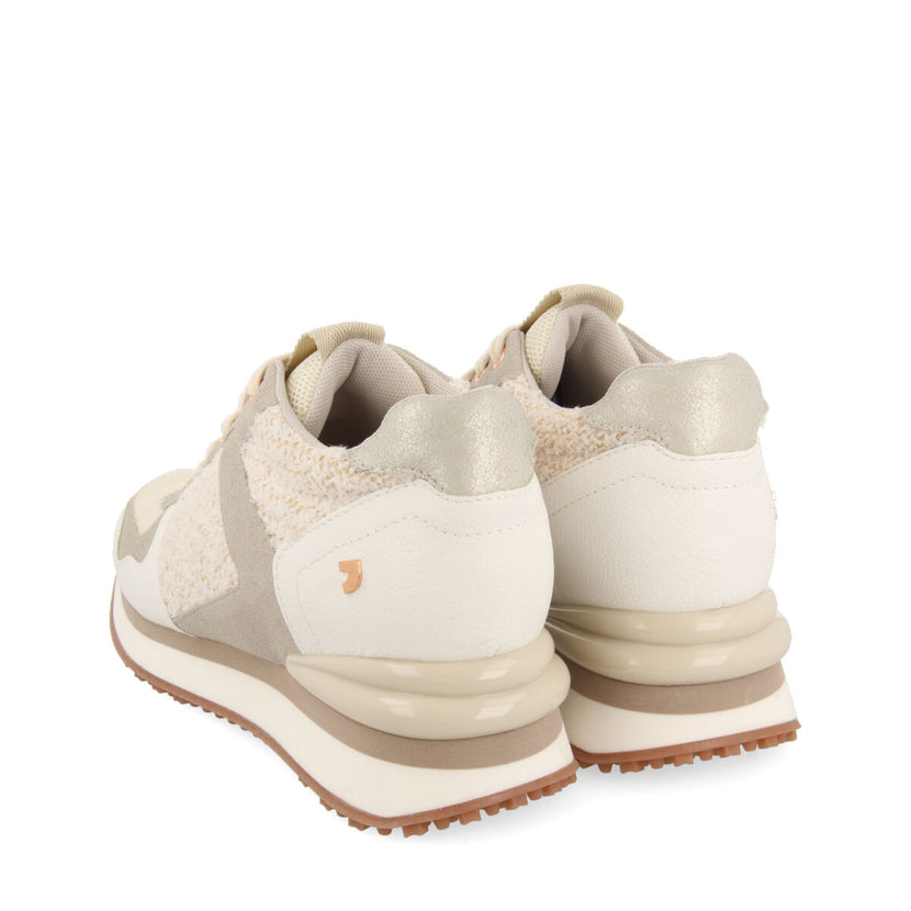 Lellig women's off-white monochrome sneakers with inner wedges