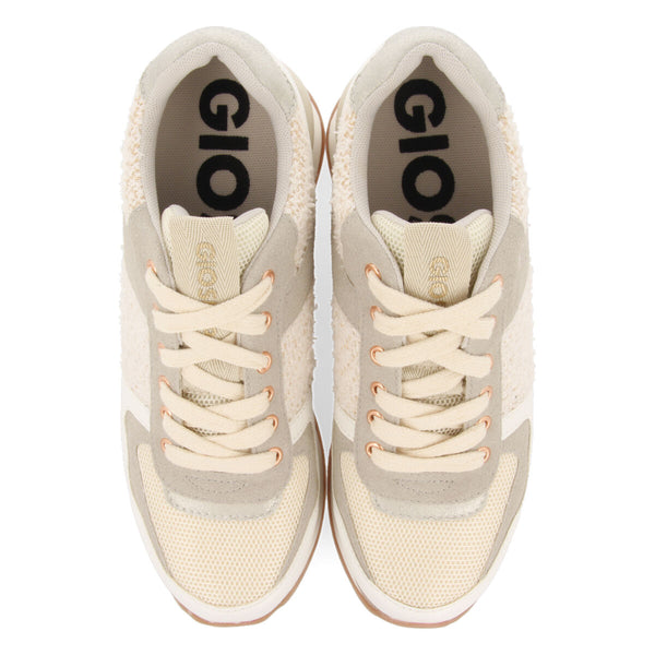 Lellig women's off-white monochrome sneakers with inner wedges