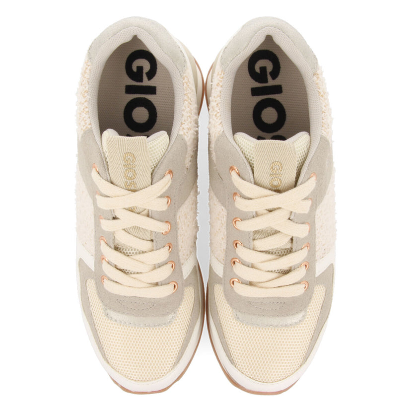 Lellig women's off-white monochrome sneakers with inner wedges
