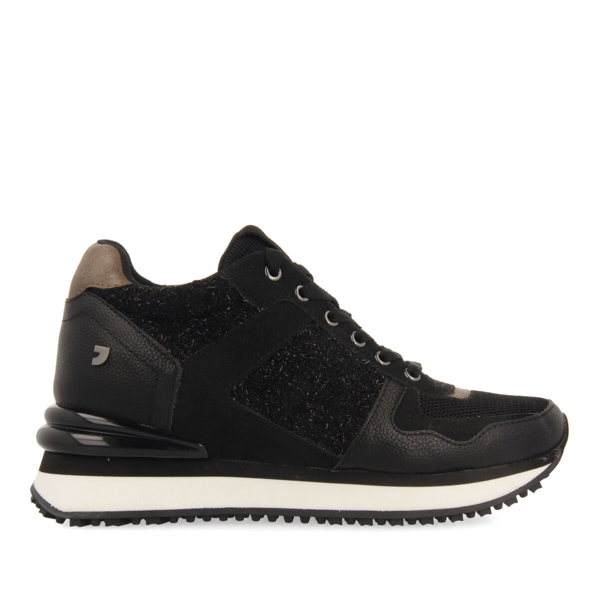 Lellig women's black monochrome sneakers with inner wedges