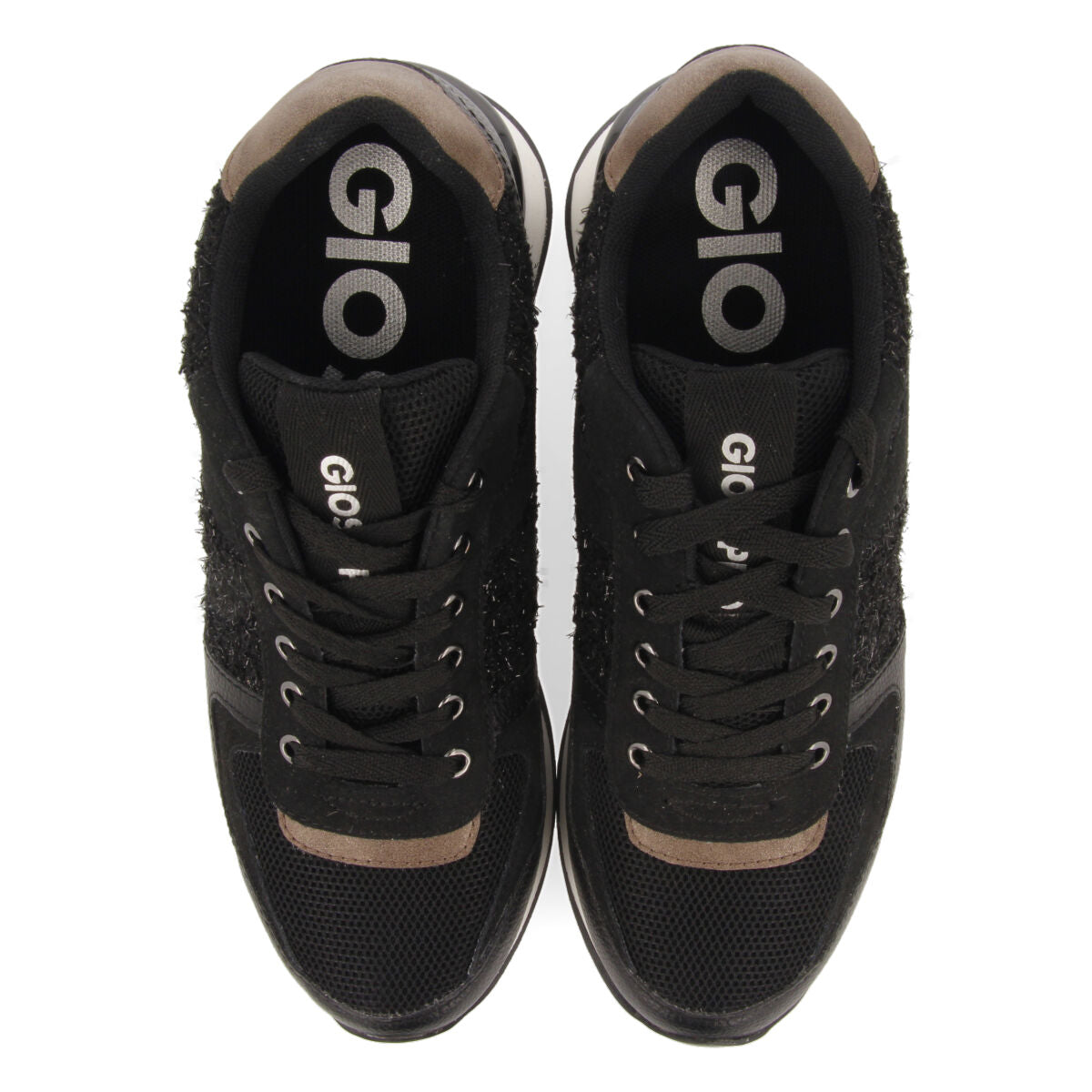 Lellig women's black monochrome sneakers with inner wedges