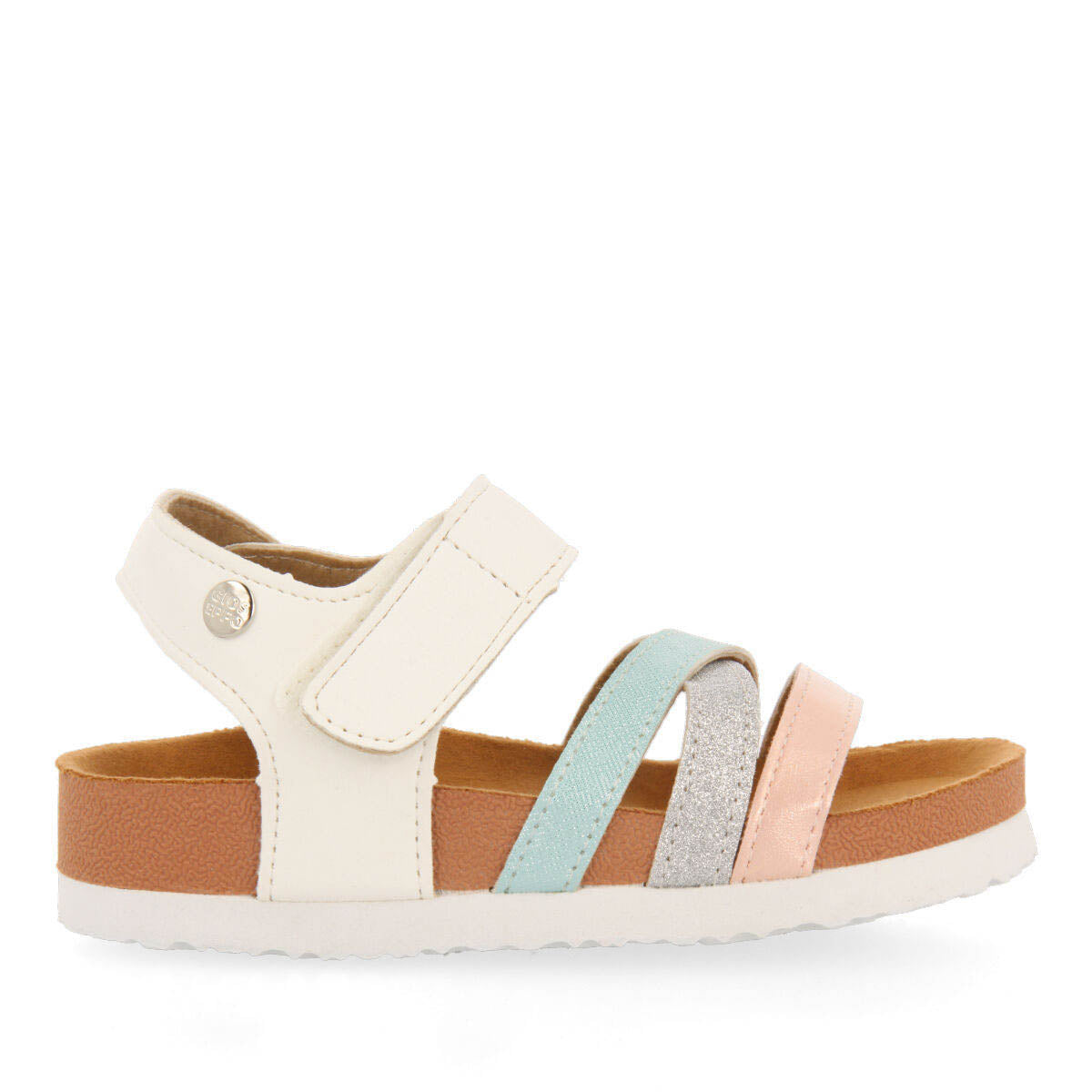 Chinelos bio multicolor com tiras às cores para menina piuma