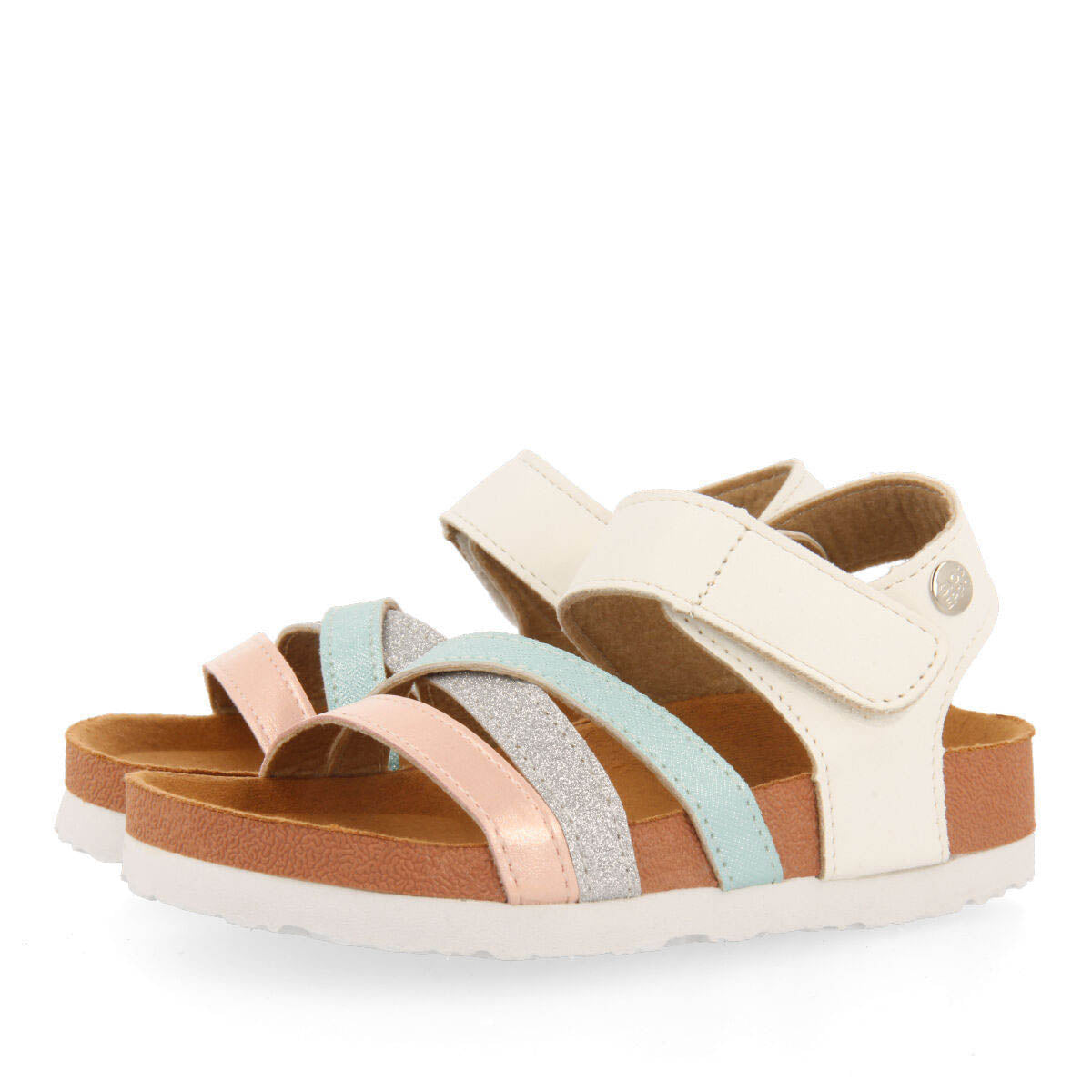 Piuma girls multicoloured footbed sandals with colourful straps