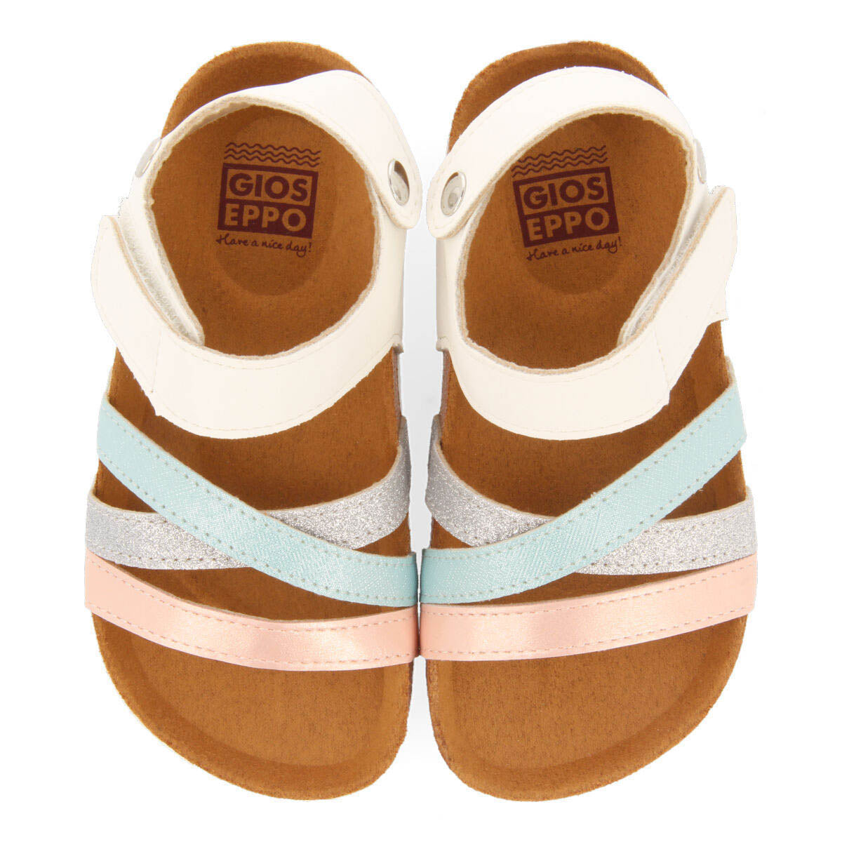 Chinelos bio multicolor com tiras às cores menina piuma