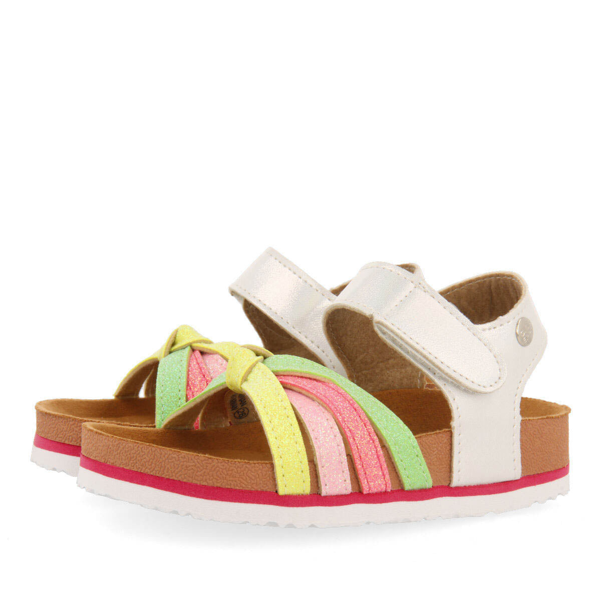 Chinelos bio multicolor com tiras às cores brilhantes para menina anicuns