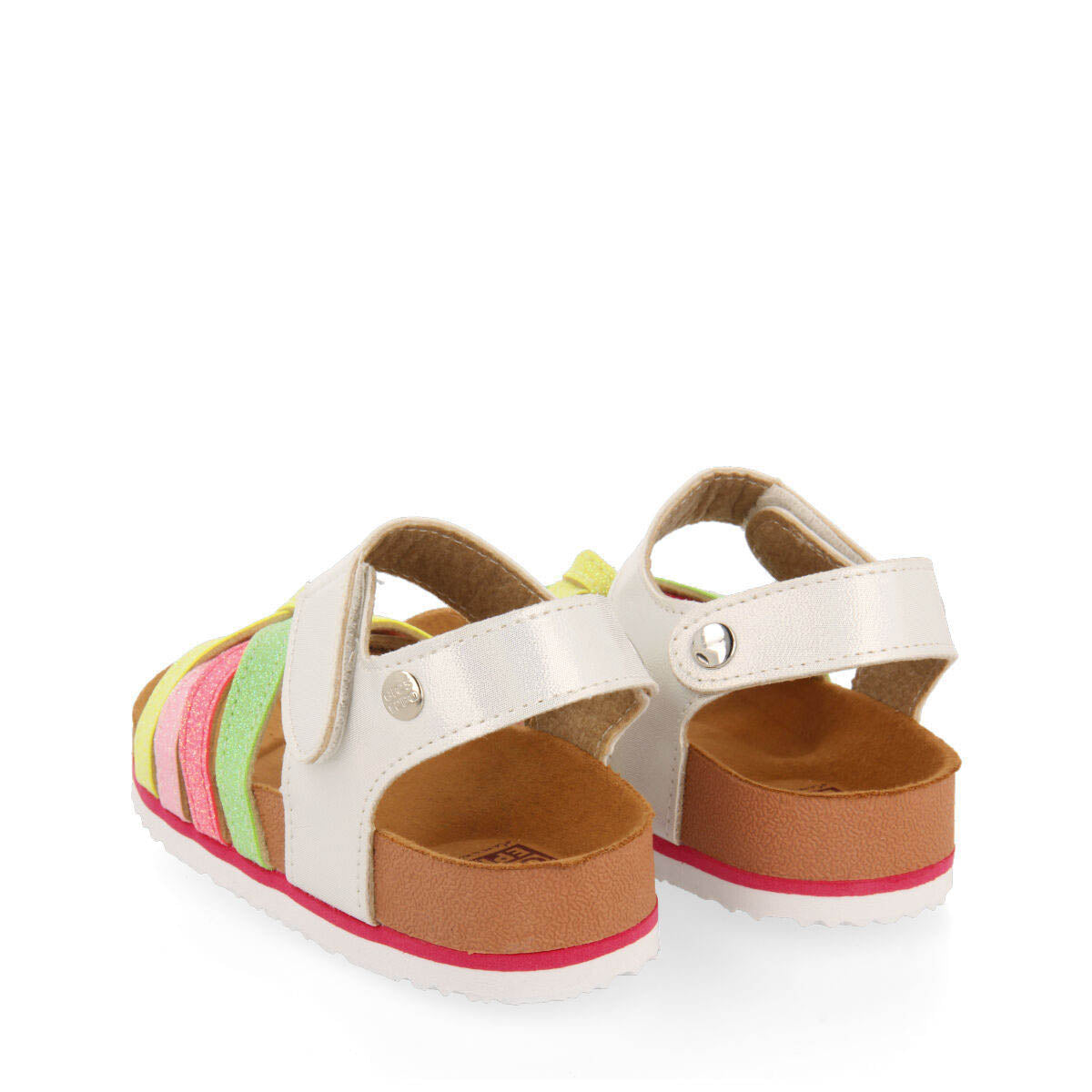 Anicuns girls multicoloured footbed sandals with shiny colourful straps