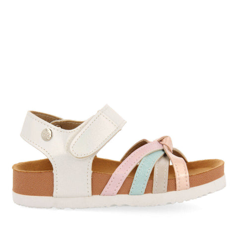 DEMBENI GIRLS MULTICOLOURED FOOTBED SANDALS WITH COLOURFUL STRAPS