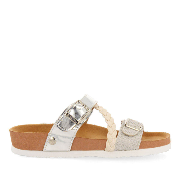 Sandales type bio couleur argent pour fille macasar