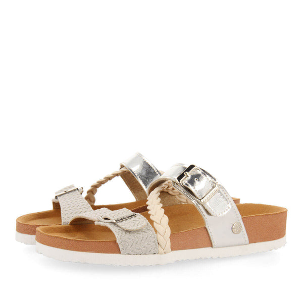 Sandales type bio couleur argent pour fille macasar