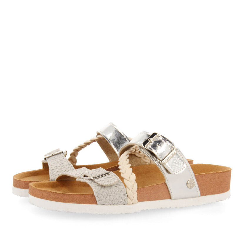 Macasar girls silver footbed sandals