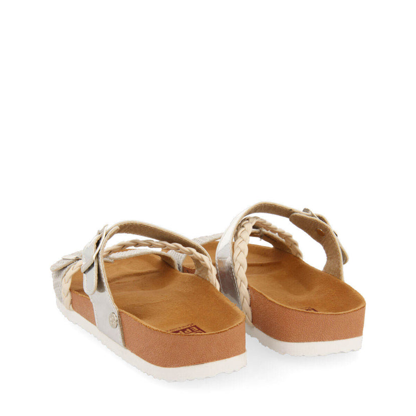 Macasar girls silver footbed sandals