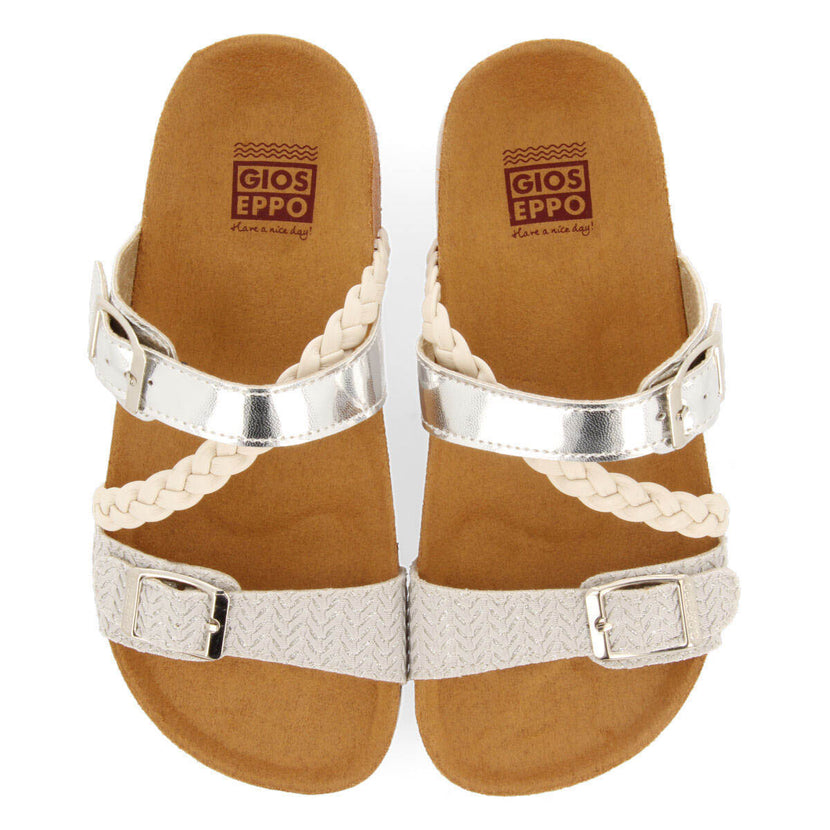 Macasar girls silver footbed sandals