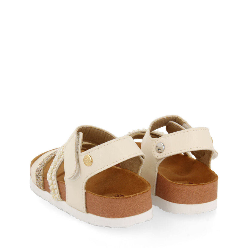 Eloyes girls off white shiny footbed sandals