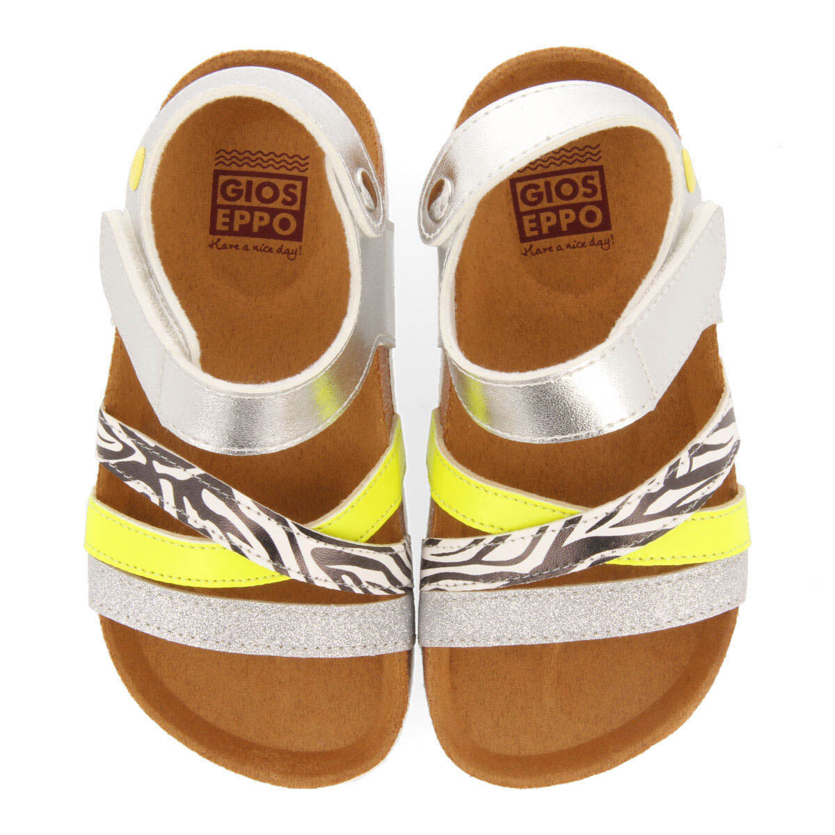 Itinga girls silver footbed sandals with glittery details