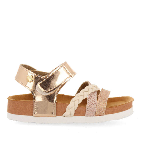 THOITY GIRLS GOLD FOOTBED SANDALS WITH STRAPS
