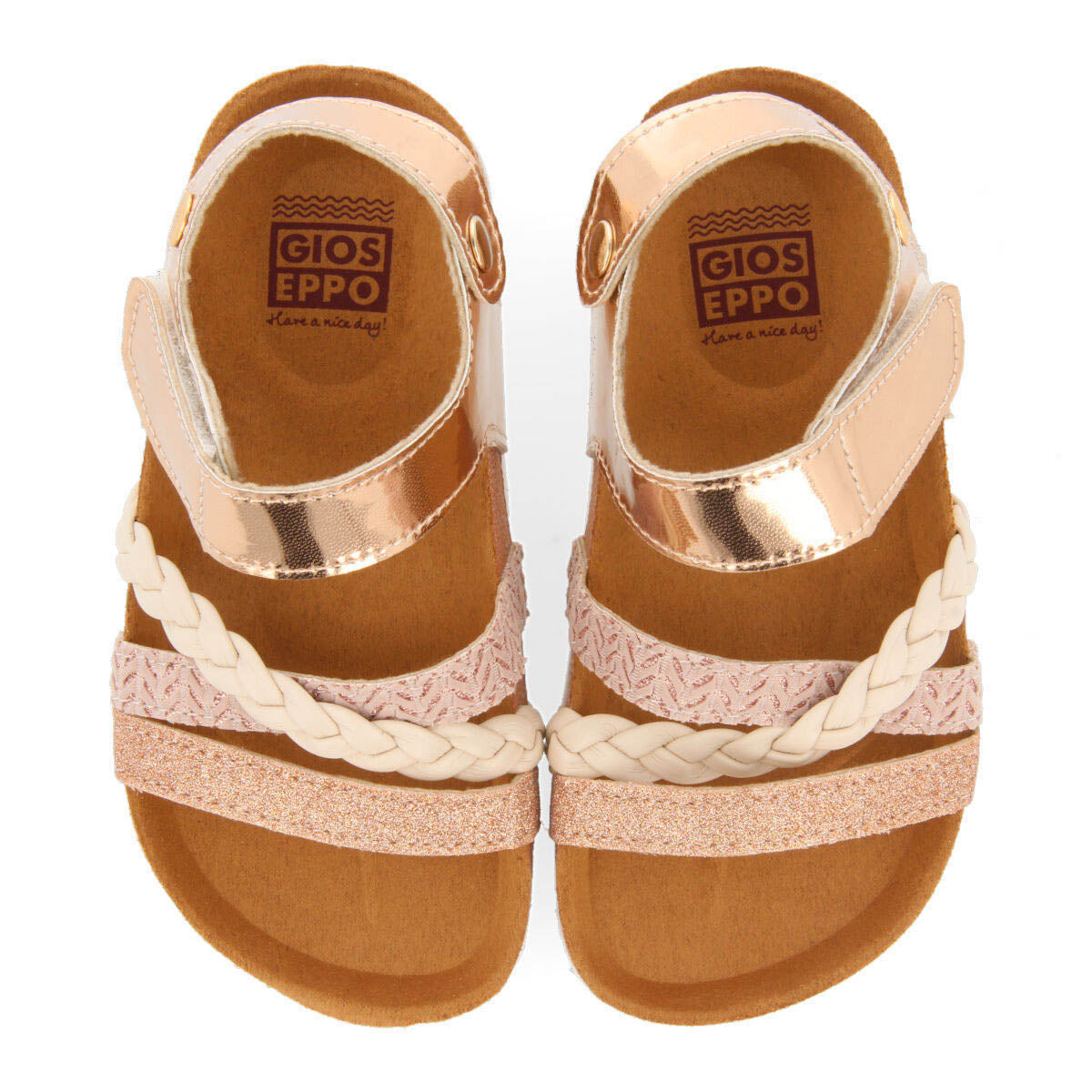 Thoity girls gold footbed sandals with straps