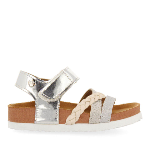 THOITY GIRLS SILVER FOOTBED SANDALS WITH STRAPS