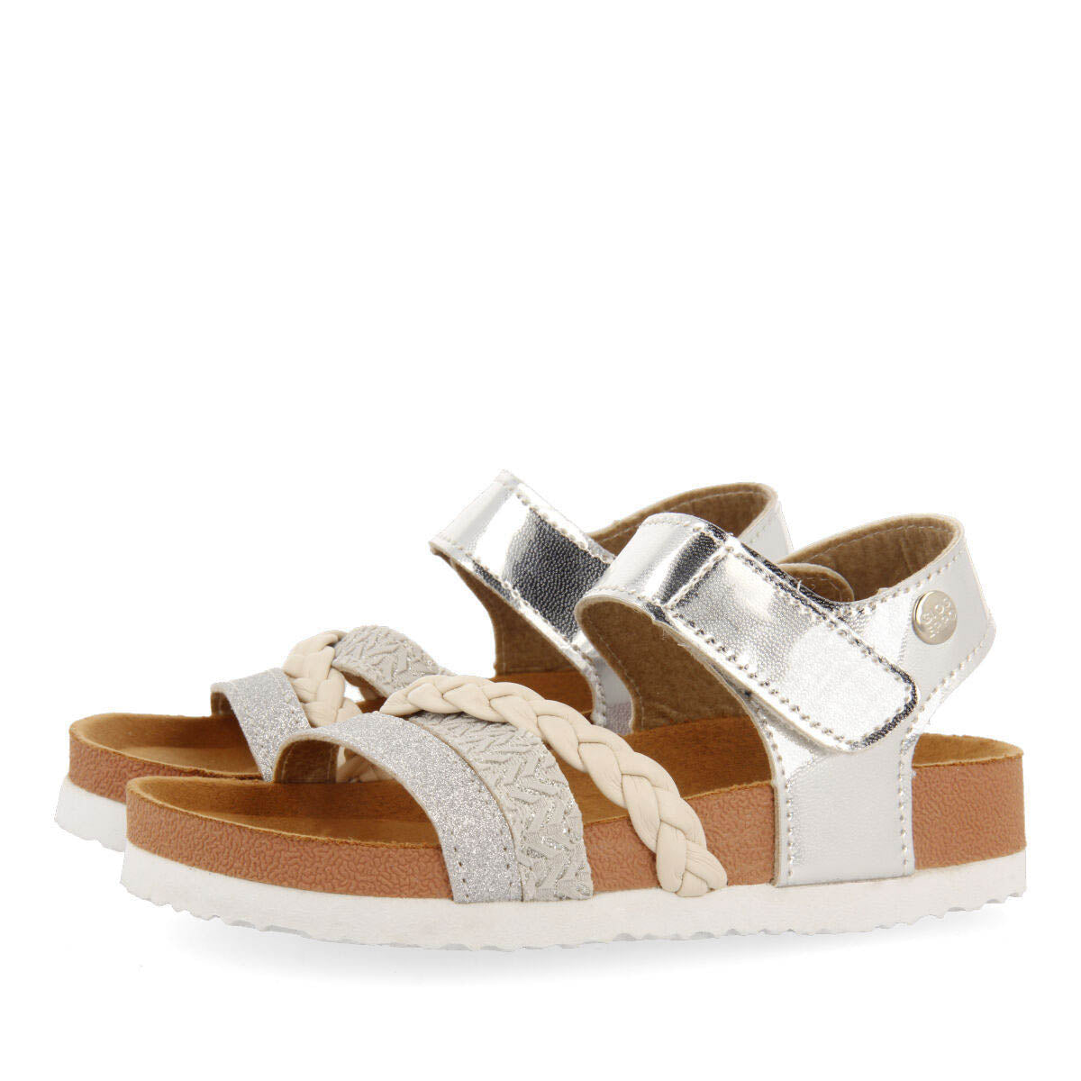 Thoity girls silver footbed sandals with straps