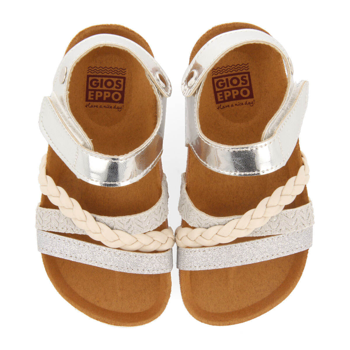 Thoity girls silver footbed sandals with straps