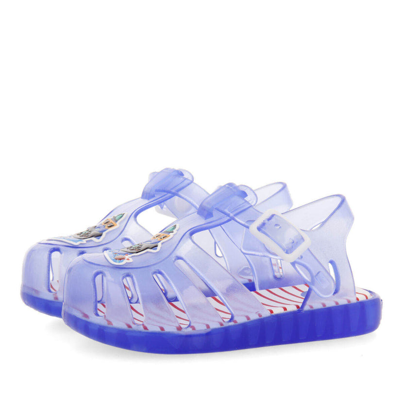 Kawit babies blue jelly sandals withenguin design
