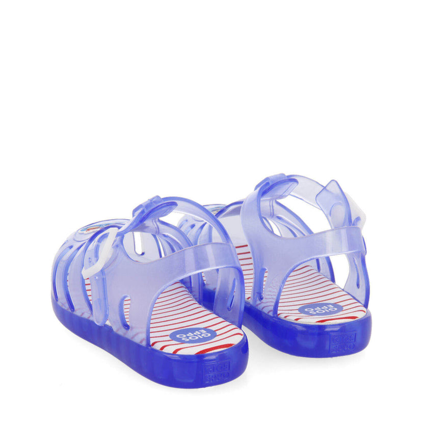 Kawit babies blue jelly sandals withenguin design