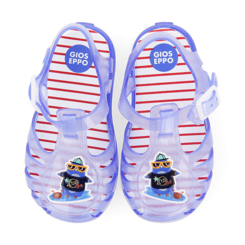 Kawit babies blue jelly sandals withenguin design