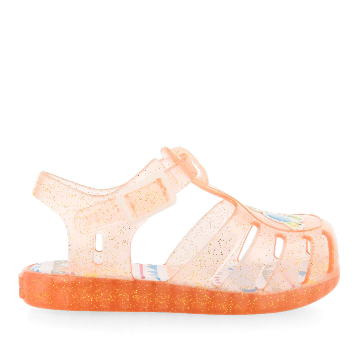 Mersin babies coral jelly sandals with turtle design