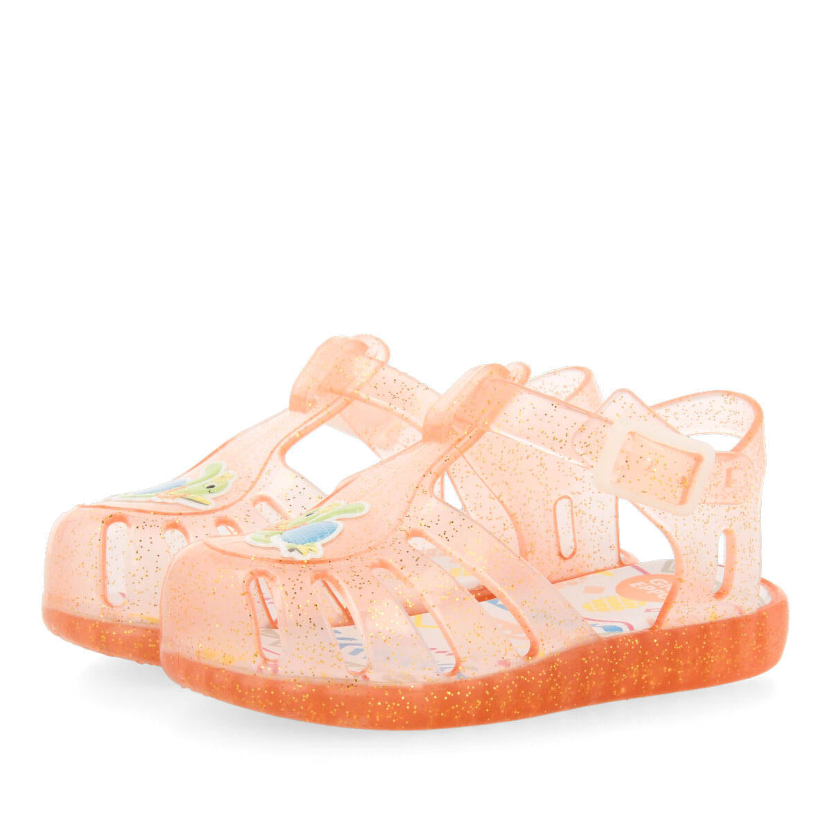 Mersin babies coral jelly sandals with turtle design