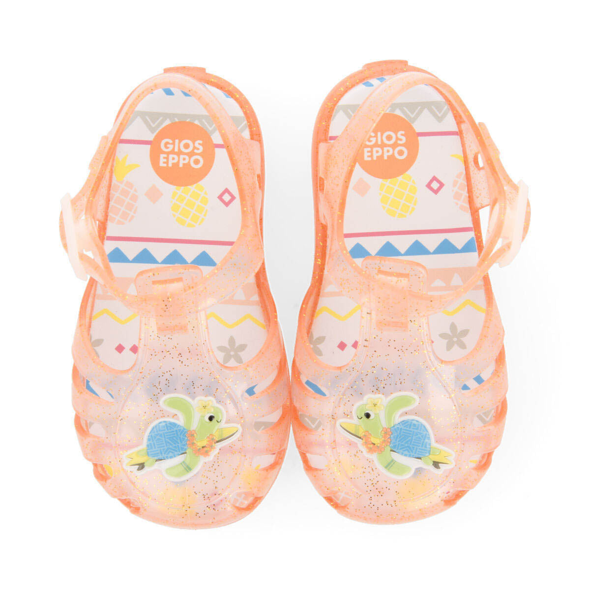 Mersin babies coral jelly sandals with turtle design