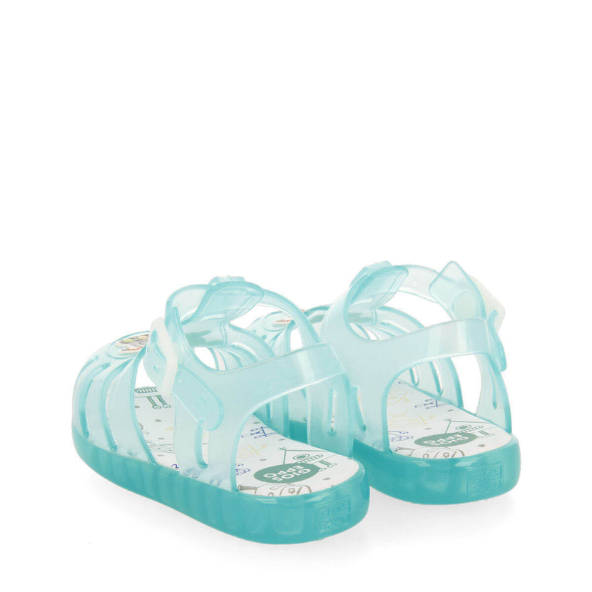 Popian babies green jelly sandals with robot design