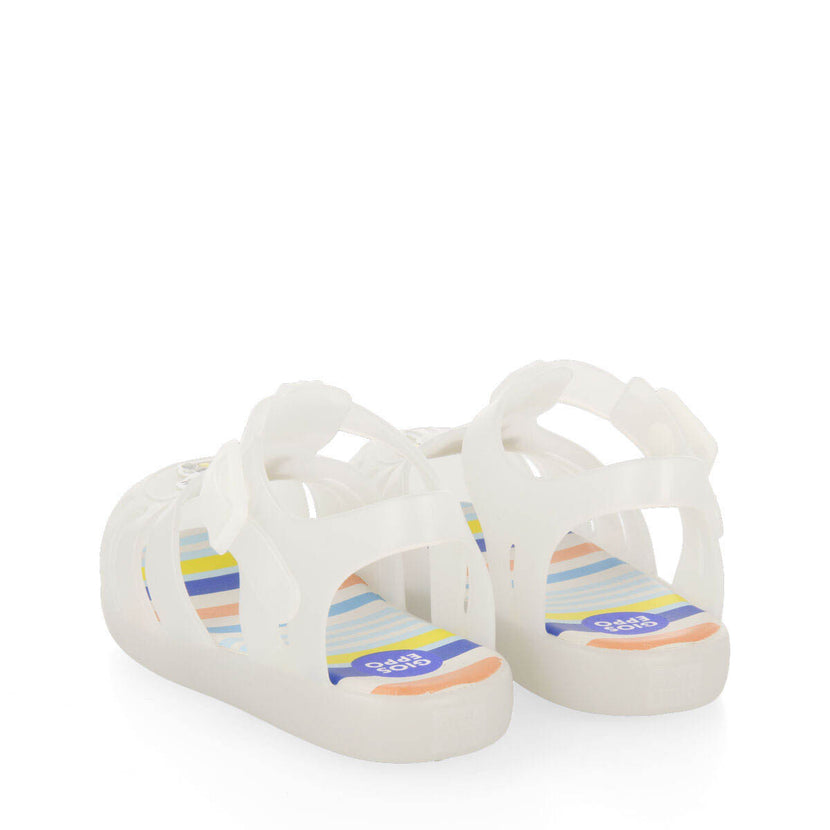 Uarini babies white jelly shoes with kitten anduppy design